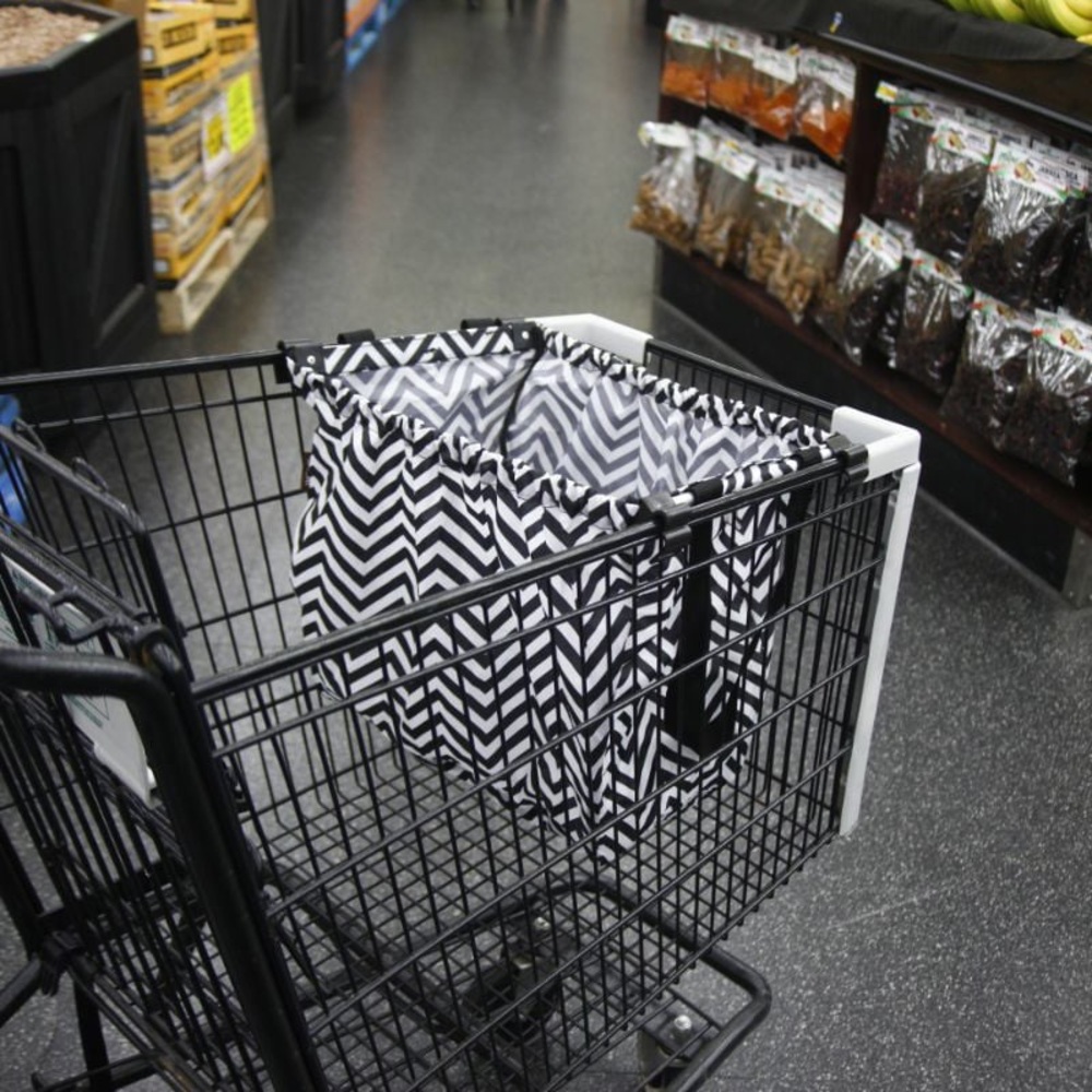 Market Tote in Black Medallion Print Shopping Cart Organizer - Reusable Bag
